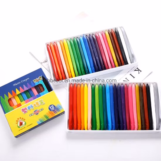 Crayon de cire effaçable Triangle non toxique Pastel à l'huile 12 couleurs