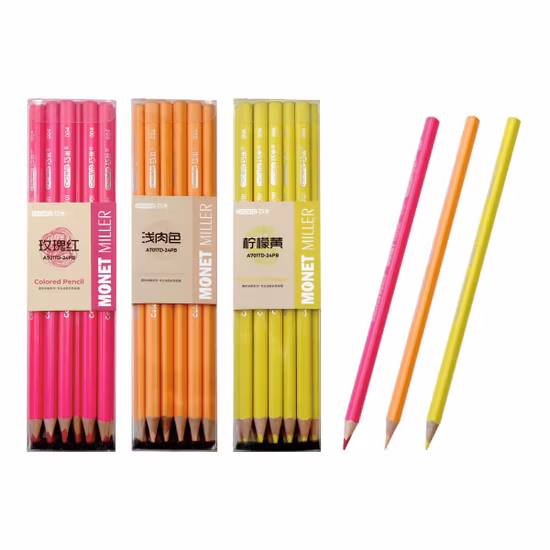 OEM 12 couleurs disponibles 24 pièces par boîte Crayons de couleur monochromes